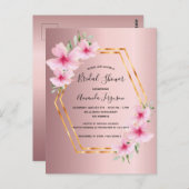 Stustroze goudbruine doucheuitnodiging briefkaart (Voorkant / Achterkant)