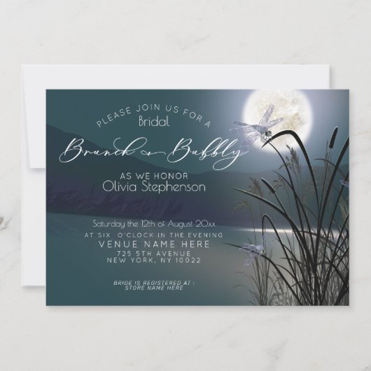 Stusty Blauwgroen Brunch Bubble Full Moon Dragonfl Kaart (Voorkant)