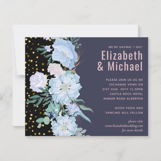 Stusty Blue Blush Pink Floral Wedal Budget (Voorkant)