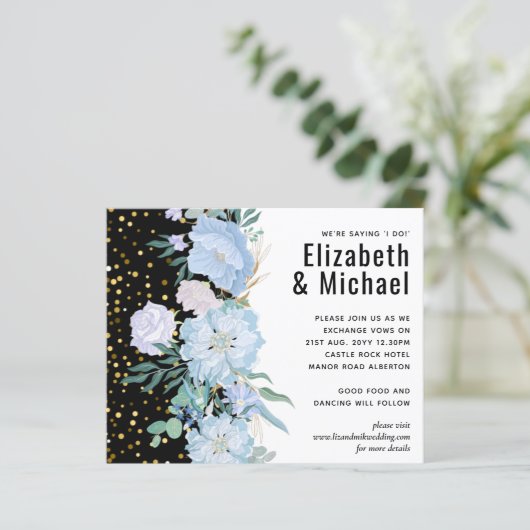 Stusty Blue Blush Pink Floral Wedal Budget (Staand voorkant)