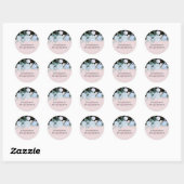 Stusty Blue Blush Pink Floral Wedal Budget Ronde Sticker (Vel)
