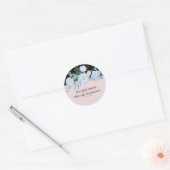 Stusty Blue Blush Pink Floral Wedal Budget Ronde Sticker (Envelop)