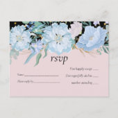 Stusty Blue Blush Pink Floral Wedal Budget Uitnodiging Briefkaart (Voorkant)