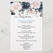 Stusty Blue Blush Pink Floral Wedding Menu (Voorkant)