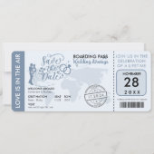 Stusty Blue Boarding Pass Destination Wedination Save The Date (Voorkant)