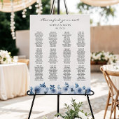 Stusty Blue Bohemian Floral Wedding Seating Chart Poster