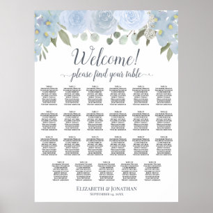 Stusty Blue Boho Chic Rozen 23 Tabel Zetel Poster