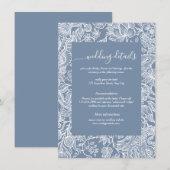 Stusty Blue Chinoiserie Floral enclosure cards Informatiekaartje (Voorkant / Achterkant)