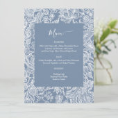 Stusty Blue Chinoiserie Floral enclosure cards Menu (Staand voorkant)