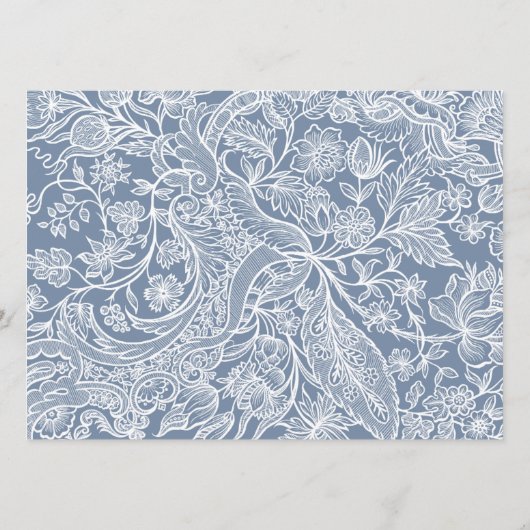 Stusty Blue Chinoiserie Floral enclosure cards Menu (Achterkant)