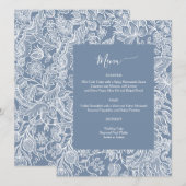 Stusty Blue Chinoiserie Floral enclosure cards Menu (Voorkant / Achterkant)
