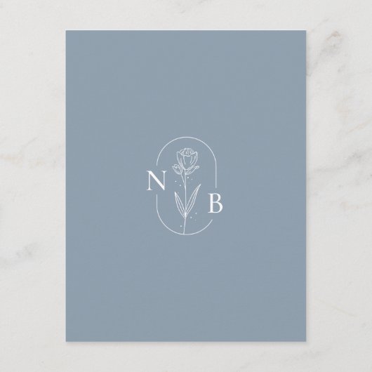 Stusty Blue Classic Minimal Modern Wedding Details Informatiekaartje (Achterkant)