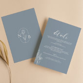 Stusty Blue Classic Minimal Modern Wedding Details Informatiekaartje