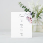 Stusty Blue Coral Floral Script Wedding Menu Budge (Staand voorkant)