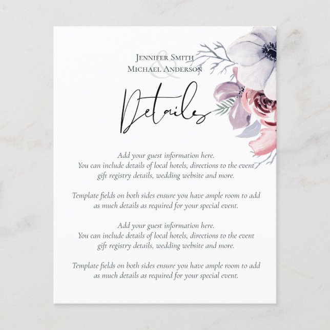 Stusty Blue Coral Floral Wedding Details Budget (Voorkant)