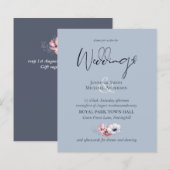 Stusty Blue Coral Floral Wedding Inviting Budget (Voorkant / Achterkant)