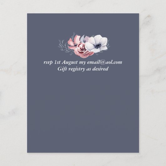 Stusty Blue Coral Floral Wedding Inviting Budget (Achterkant)