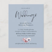 Stusty Blue Coral Floral Wedding Inviting Budget (Voorkant)