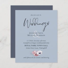 Stusty Blue Coral Floral Wedding Inviting Budget