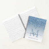 Stusty Blue Drives Glitter Sparkle Monogram Script Notitieboek (Binnen)