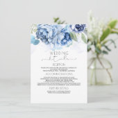 Stusty Blue en Navy Floral Wedding Information Informatiekaartje (Staand voorkant)