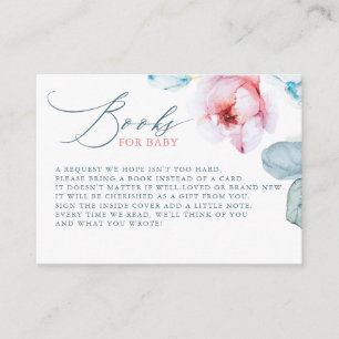 Stusty Blue en roze Floral Boeken voor Baby Informatiekaartje