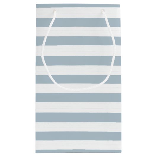 Stusty Blue en White Boho Stripes Klein Cadeauzakje (Achterkant)