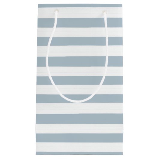 Stusty Blue en White Boho Stripes Klein Cadeauzakje (Voorkant)