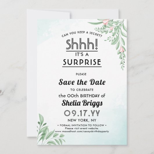  Stusty Blue Eucalyptus 40th Birthday Save The Date (Voorkant)