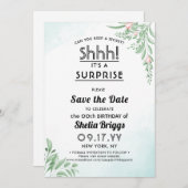 Stusty Blue Eucalyptus 40th Birthday Save The Date (Voorkant / Achterkant)