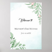 Stusty Blue Eucalyptus Bar Bat Mitzvah Welkom Poster (Voorkant)