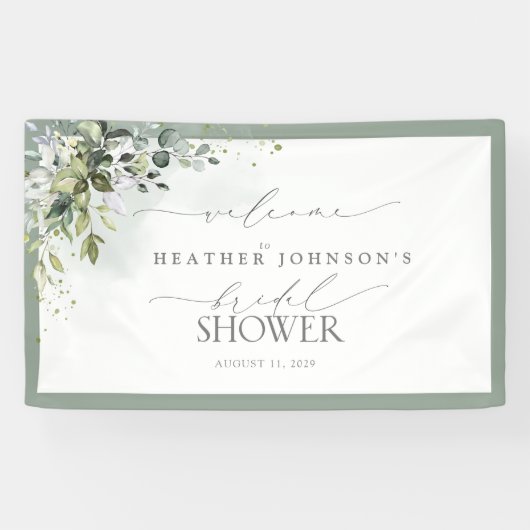 Stusty Blue Eucalyptus Botanical Shower Welkom Spandoek (Horizontaal)