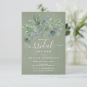 Stusty Blue Eucalyptus Bridal Shower Invitations Kaart (Staand voorkant)