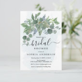 Stusty Blue Eucalyptus Bridal Shower Invitations Kaart (Staand voorkant)