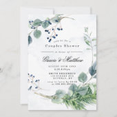 Stusty Blue Eucalyptus Couples Shower Invitations (Voorkant)