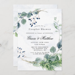 Stusty Blue Eucalyptus Couples Shower Invitations