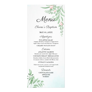 Stusty Blue Eucalyptus Greenery Baptism Menu Kaart