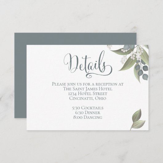 Stusty Blue Eucalyptus Greenery Foliage Enc Informatiekaartje (Voorkant / Achterkant)