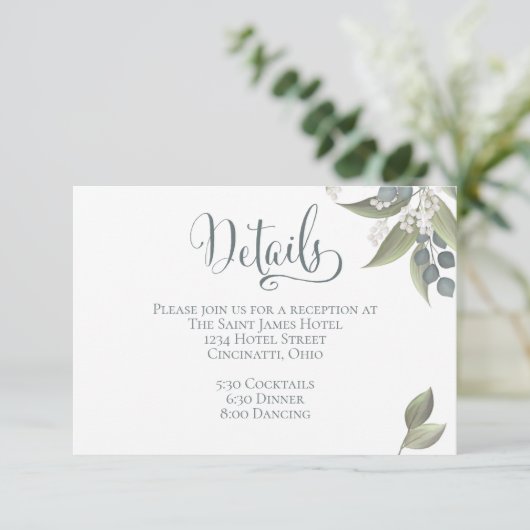 Stusty Blue Eucalyptus Greenery Foliage Enc Informatiekaartje (Staand voorkant)