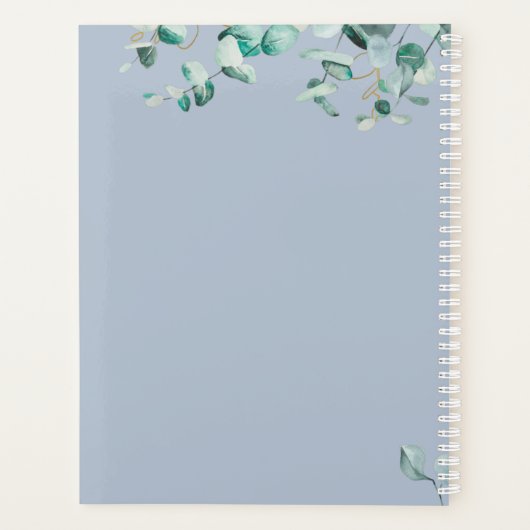 Stusty Blue Eucalyptus Greenery WEDDING Planning Planner (Achterkant)