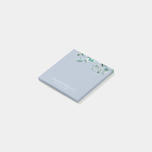 Stusty Blue Eucalyptus Greenery WEDDING Planning Post-it® Notes (Schuin)