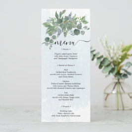 Stusty Blue Eucalyptus Wedding Menu Vrijgezellenfe Kaart