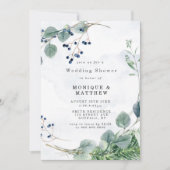 Stusty Blue Eucalyptus Wedding Shower-uitnodiginge (Voorkant)