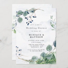 Stusty Blue Eucalyptus Wedding Shower-uitnodiginge