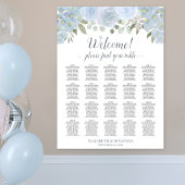 Stusty Blue Floral 20 Table Wedding Seating Chart Poster