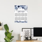 Stusty Blue Floral-8-tafel-weddenschapenkaart Poster (Thuiskantoor)