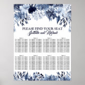Stusty Blue Floral-8-tafel-weddenschapenkaart Poster (Voorkant)