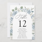 Stusty Blue Floral Arch Table Number (Zitplaatje) (Achterkant)