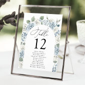 Stusty Blue Floral Arch Table Number (Zitplaatje)