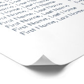 Stusty Blue Floral Elegant Wedding Seding Chart Poster (Hoek)